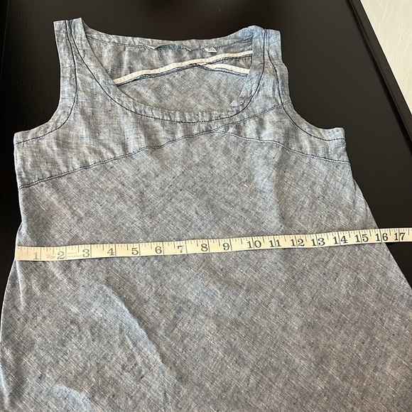 Horny Toad Linen Sheath Dress Blue Chambray Shift Knee Length Sleeveless, sz S - Picture 7 of 10